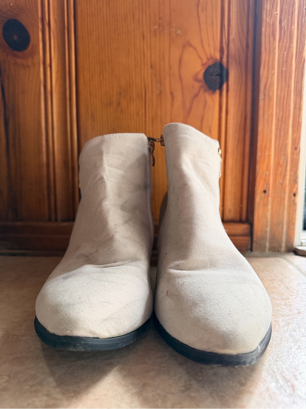 JCPENNY Women's Light Beige Ankle Boots